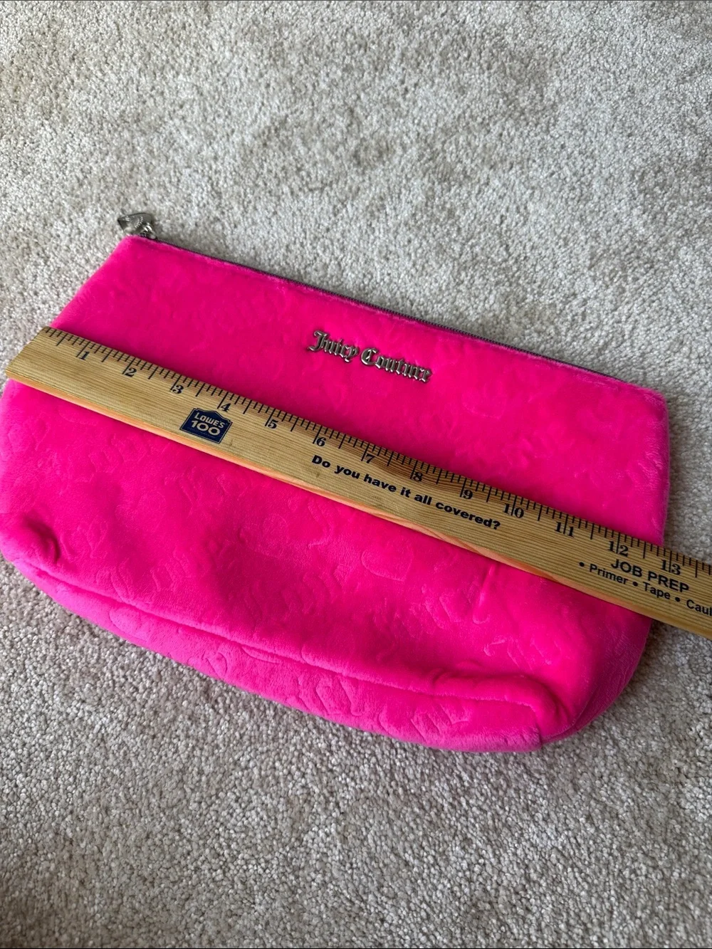 Juicy Couture Pink Soft Velvet Large Cosmetic Bag Travel Girlie Coquette NEW